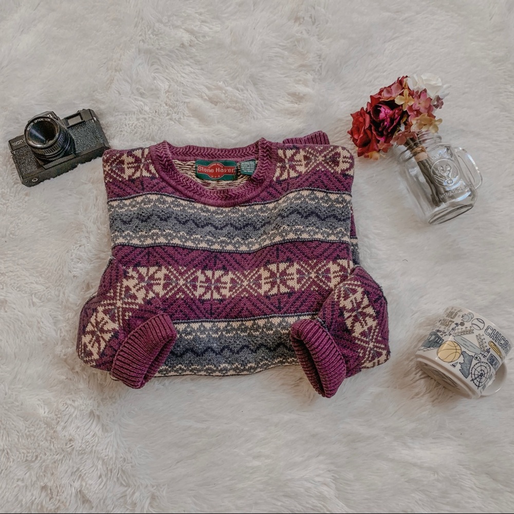 Vintage Oversized Boyfriend Purple Sweater SZ XL